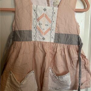 Well Dressed Wolf Pink and Gray Embroidered Dress